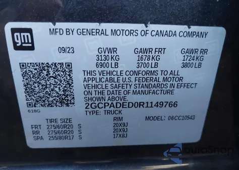 2024 Chevrolet Silverado 2Wd Short Bed Rst из США, поврежденный, VIN 2GCPADED0R1149766